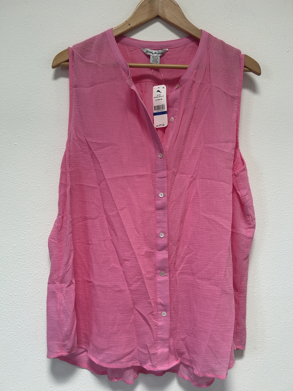 NWT Tommy Bahama Sleeveless Pink Button-Front Blouse
